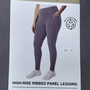 Mondetta Women's L High-Rise Ribbed Panel Legging Purple d1100
